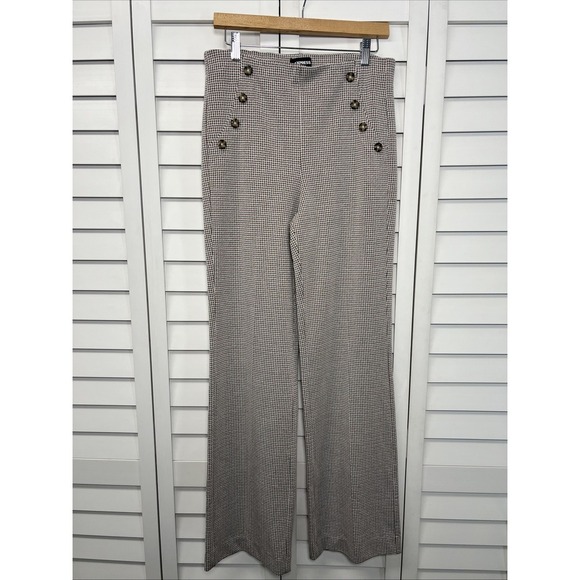 Express Houndstooth Wide Leg High Rise Sailor Pull On Pants Size Medium - Picture 1 of 7